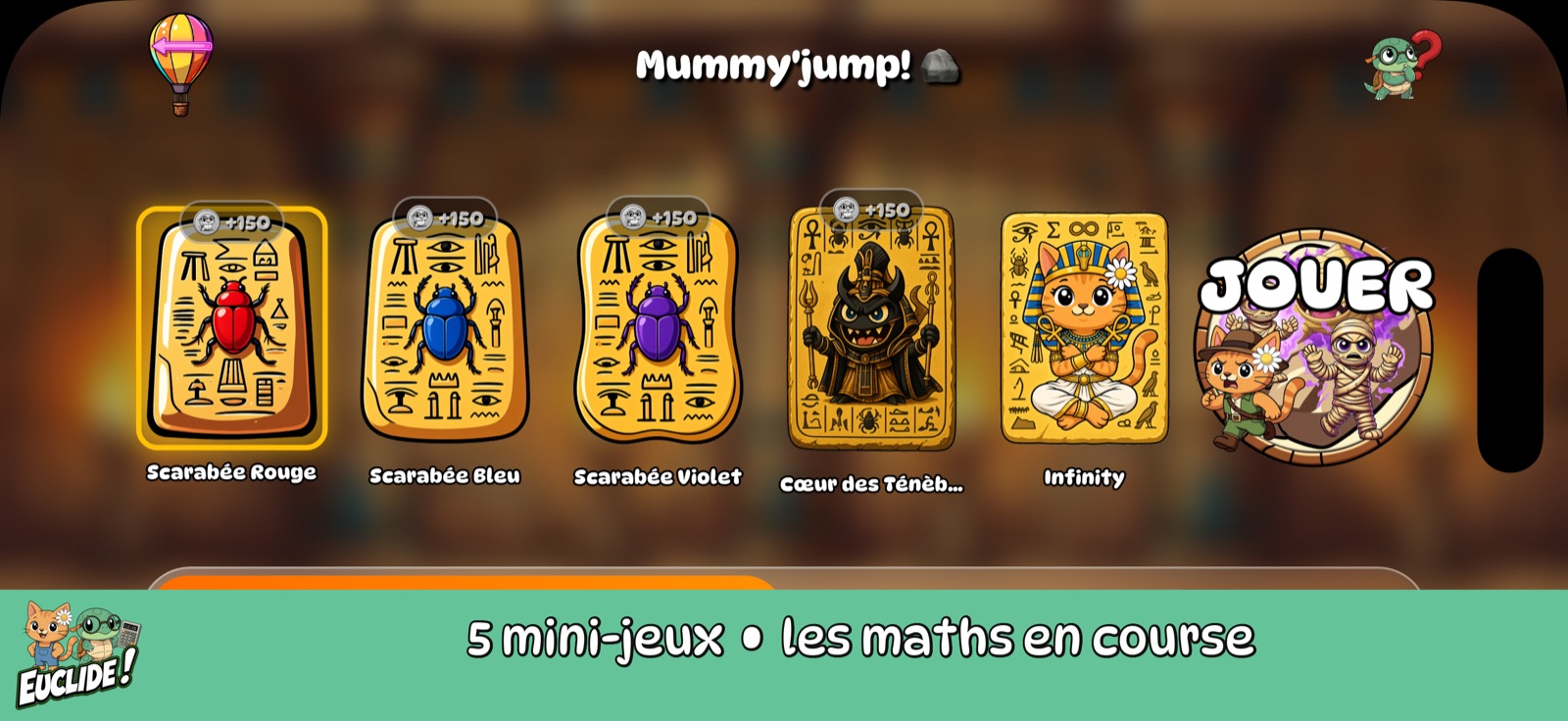 Lobby Mummy Jump, cinq mini-jeux